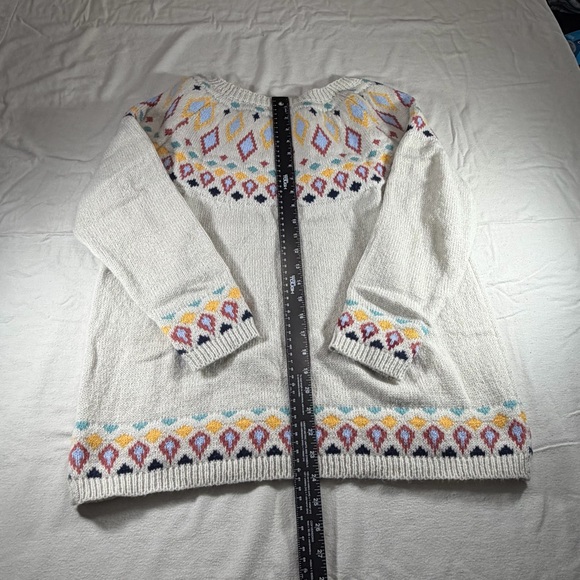 Women’s Fair Isle Sweater Casual Loose Warm Knitted Pullover Boatneck - Picture 2 of 9